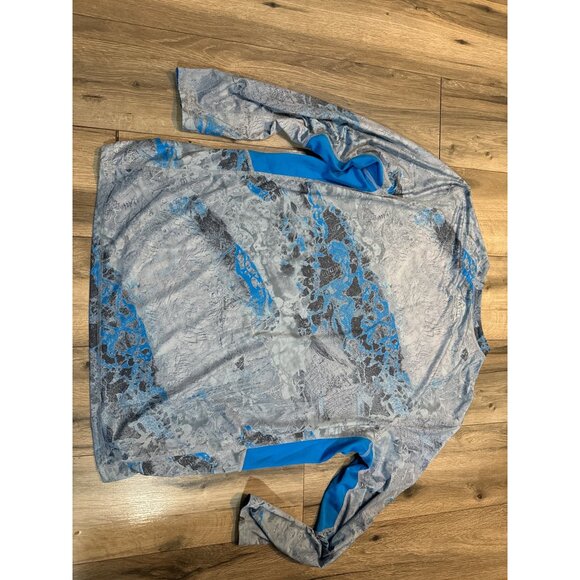 Realtree Fishing 2XL Mens Long Sleeve Performance Fishing Shirt Gray & Blue Poly - Picture 7 of 7